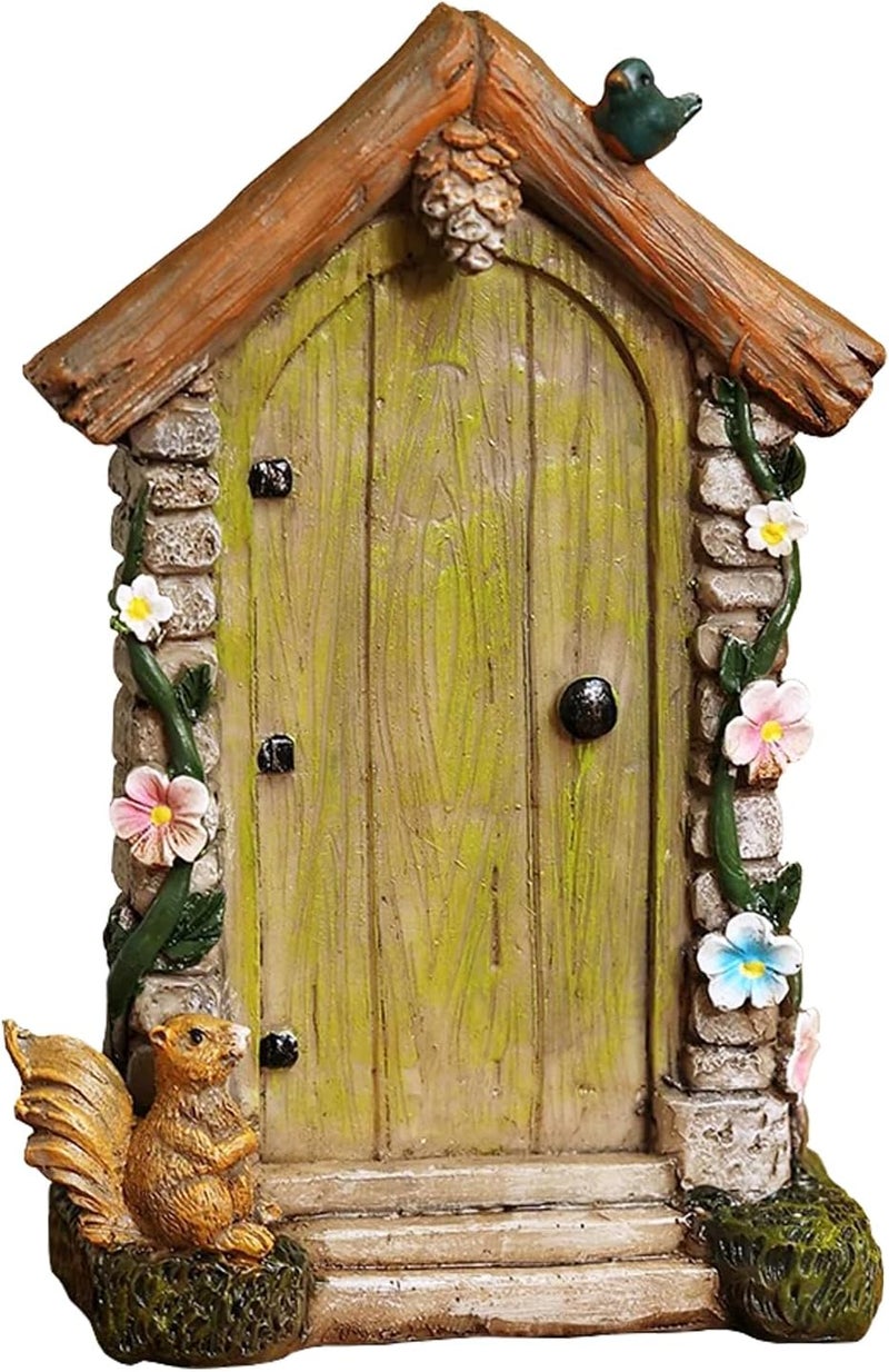 JIUMO Fairy Door for Trees Outdoor - Garden Accessories, Miniature Decor, Magic Enchanted Tree Stump Resin Wall Hanging Gifts - Image 1